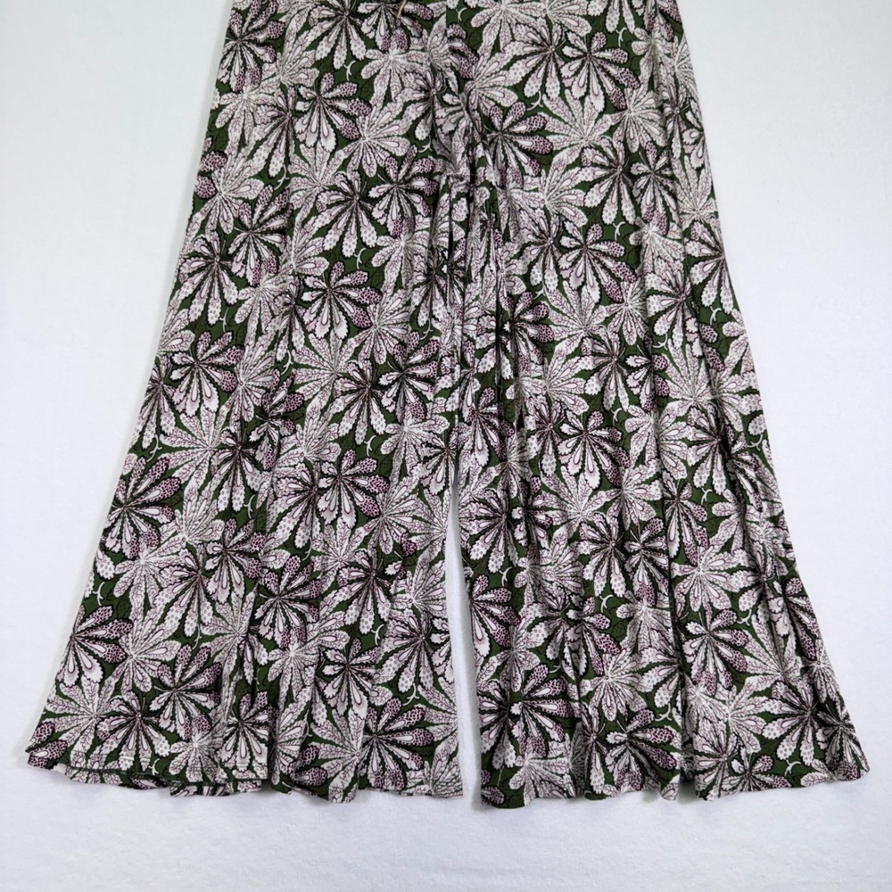 Anthropologie Jessie Floral Print Wide Leg Green Jersey Knit Jumpsuit Size XS - Picture 9 of 11
